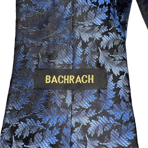 Bachrach Tie in Variegated Blue Leaf Print in Italian Silk - Picture 3 of 4